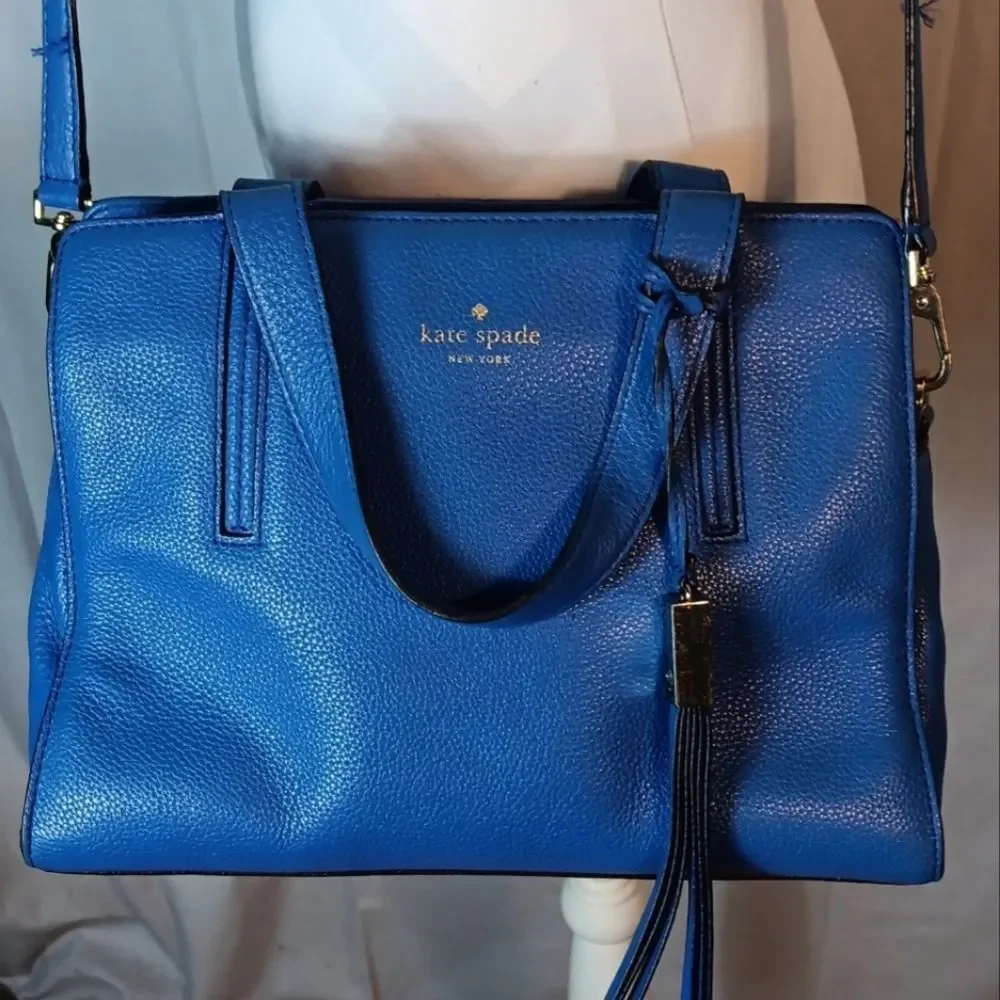 Kate Spade Vibrant Blue Satchel Bag With Removable Shoulder Strap